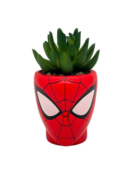 Marvel Other - Spider-Man Planter Pot By Marvel Comics 5.5" Tall Artificial Succulent & Gravel